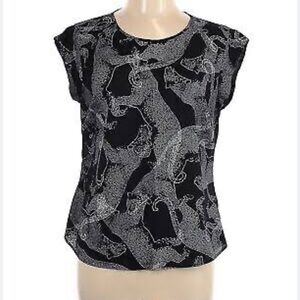 The Limited Black White Print Short Sleeve Top Sz med
